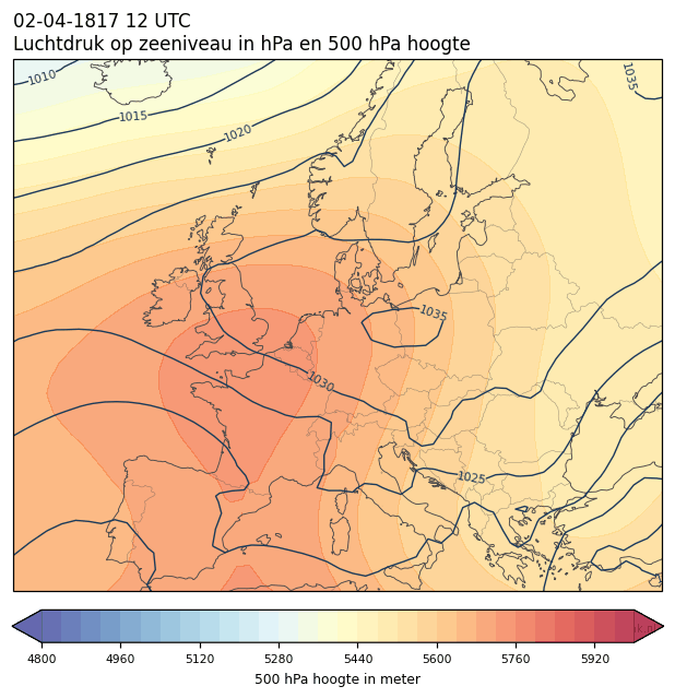 Weerkaart van 2 april 1817 om 12 UTC