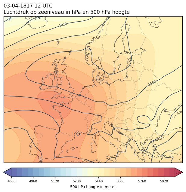 Weerkaart van 3 april 1817 om 12 UTC