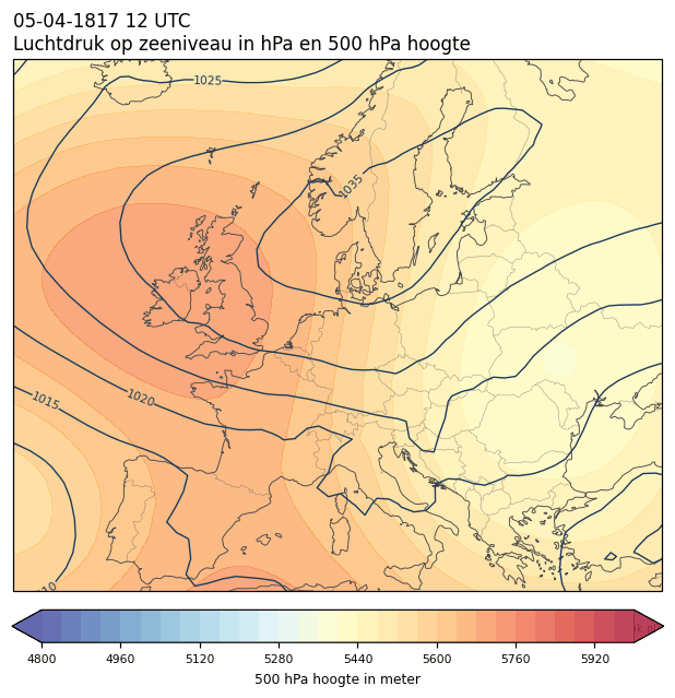 Weerkaart van 5 april 1817 om 12 UTC
