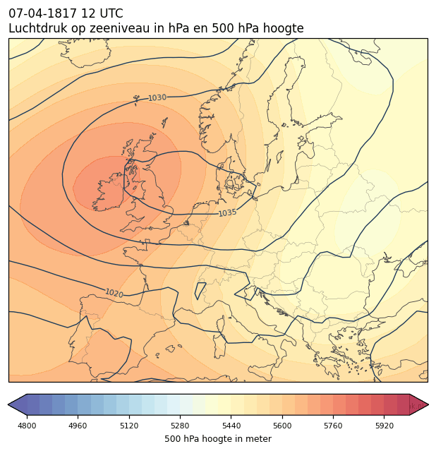 Weerkaart van 7 april 1817 om 12 UTC