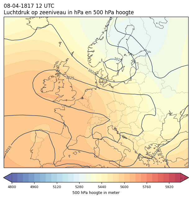 Weerkaart van 8 april 1817 om 12 UTC