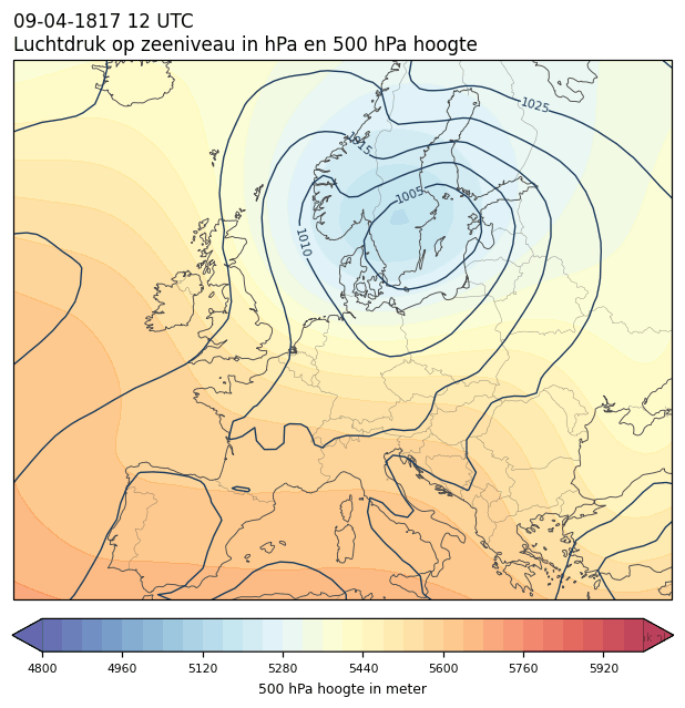 Weerkaart van 9 april 1817 om 12 UTC