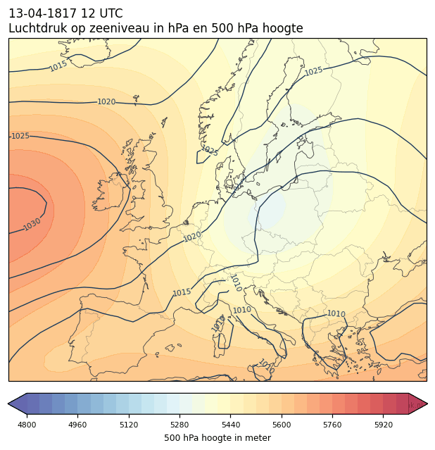 Weerkaart van 13 april 1817 om 12 UTC