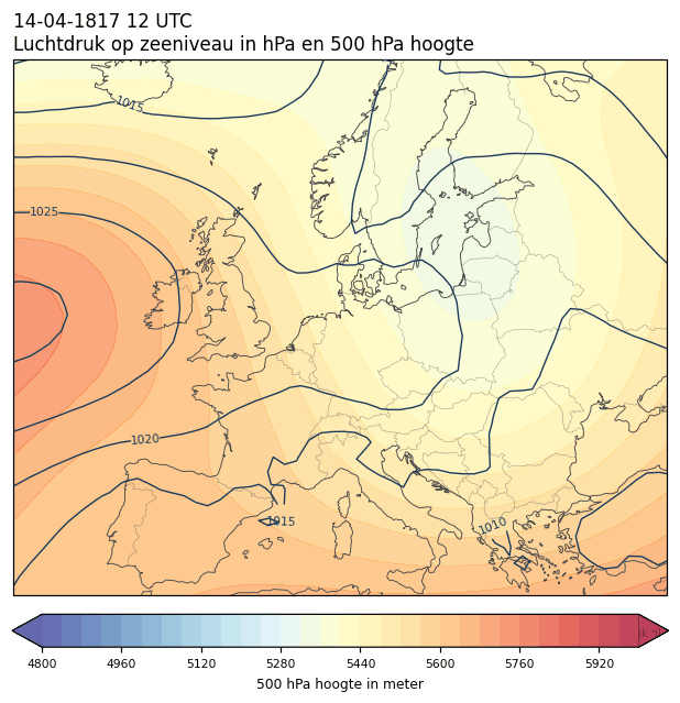 Weerkaart van 14 april 1817 om 12 UTC