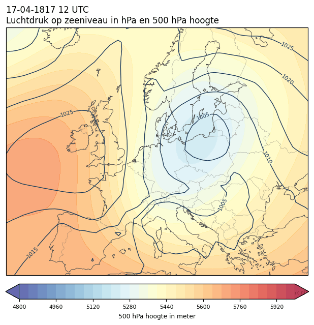Weerkaart van 17 april 1817 om 12 UTC