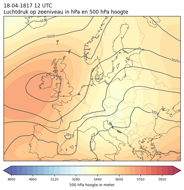 Weerkaart van 18 april 1817 om 12 UTC