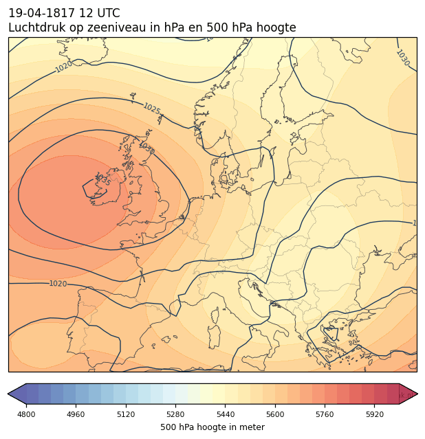 Weerkaart van 19 april 1817 om 12 UTC