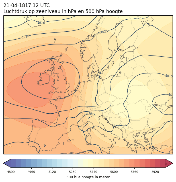 Weerkaart van 21 april 1817 om 12 UTC