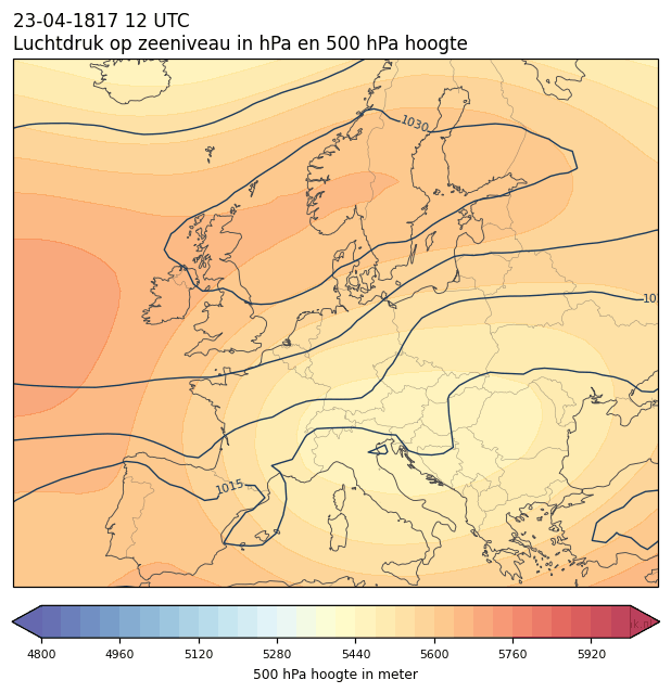 Weerkaart van 23 april 1817 om 12 UTC