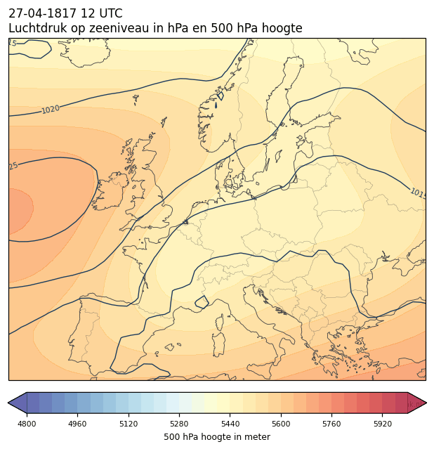 Weerkaart van 27 april 1817 om 12 UTC