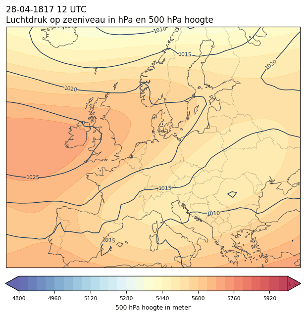 Weerkaart van 28 april 1817 om 12 UTC