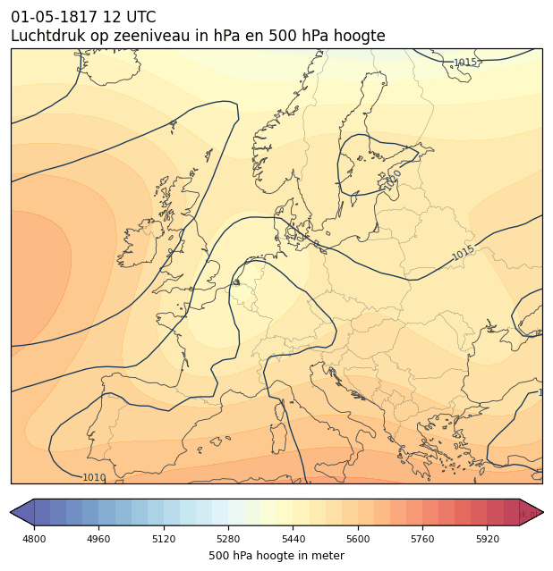 Weerkaart van 1 mei 1817 om 12 UTC