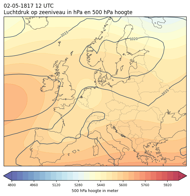 Weerkaart van 2 mei 1817 om 12 UTC