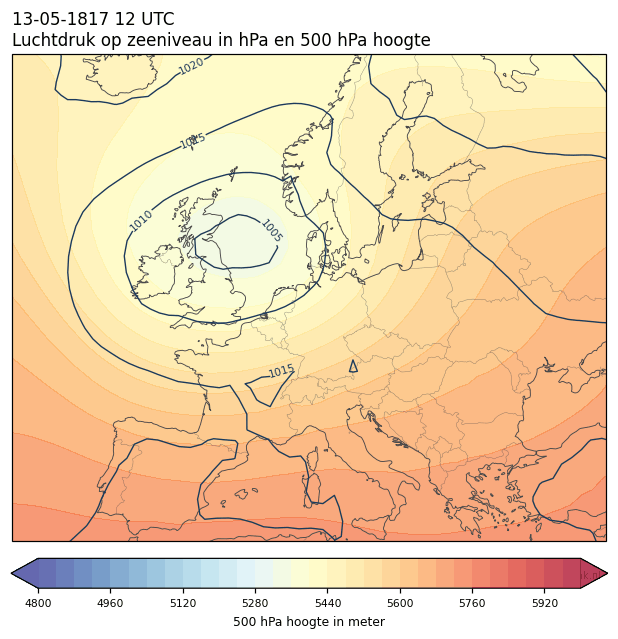 Weerkaart van 13 mei 1817 om 12 UTC