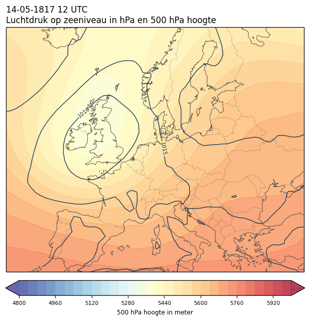 Weerkaart van 14 mei 1817 om 12 UTC