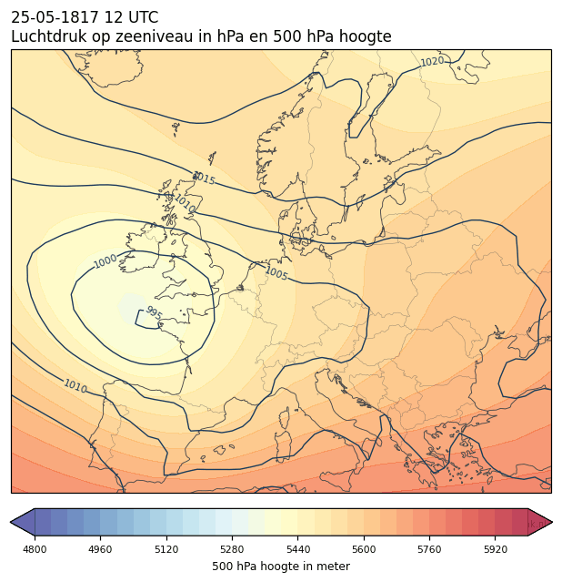 Weerkaart van 25 mei 1817 om 12 UTC
