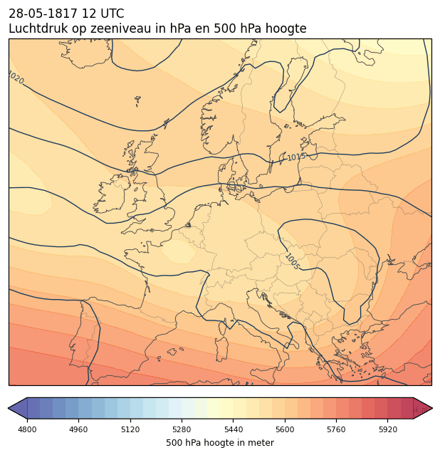 Weerkaart van 28 mei 1817 om 12 UTC