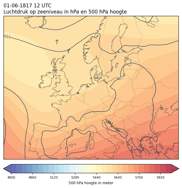 Weerkaart van 1 juni 1817 om 12 UTC