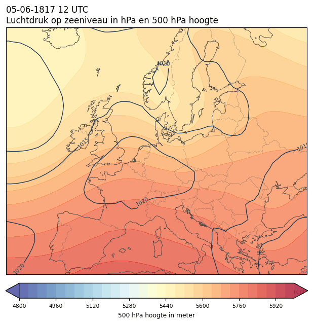 Weerkaart van 5 juni 1817 om 12 UTC