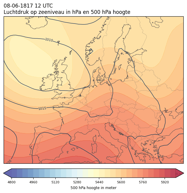 Weerkaart van 8 juni 1817 om 12 UTC