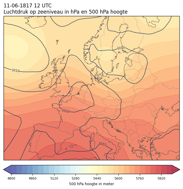 Weerkaart van 11 juni 1817 om 12 UTC