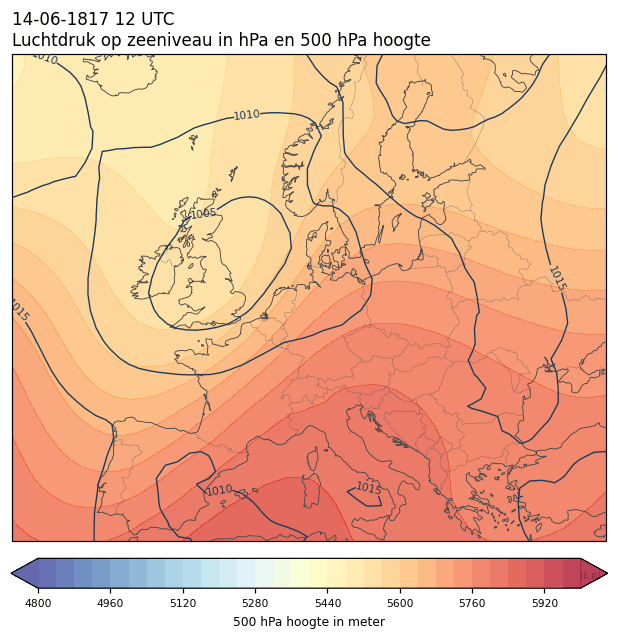 Weerkaart van 14 juni 1817 om 12 UTC