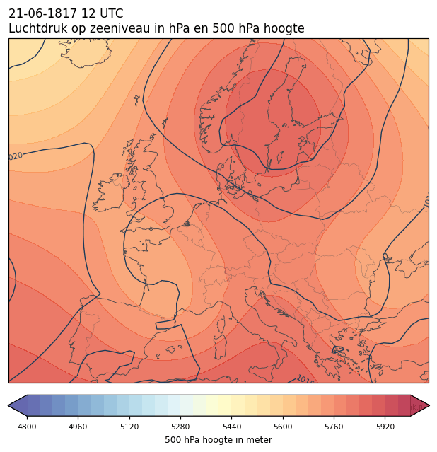 Weerkaart van 21 juni 1817 om 12 UTC