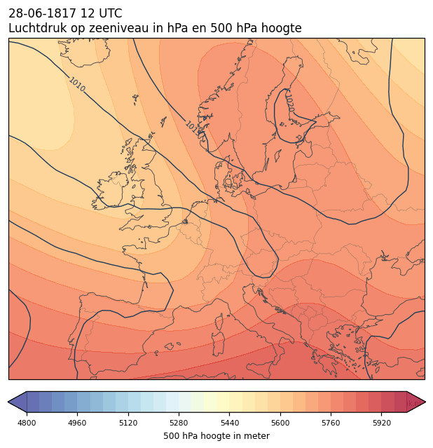 Weerkaart van 28 juni 1817 om 12 UTC