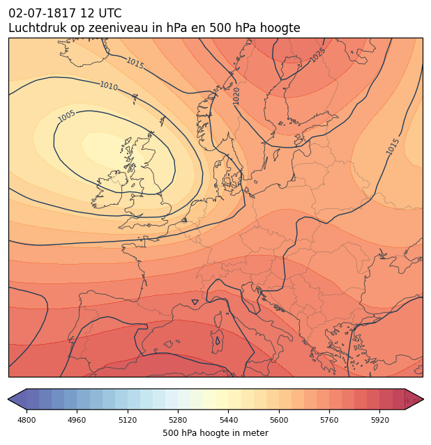 Weerkaart van 2 juli 1817 om 12 UTC