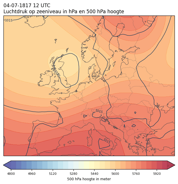Weerkaart van 4 juli 1817 om 12 UTC