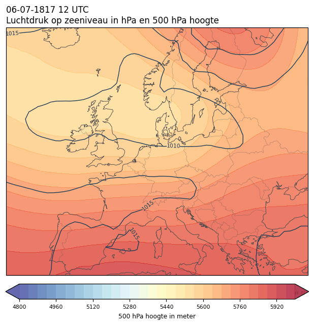 Weerkaart van 6 juli 1817 om 12 UTC