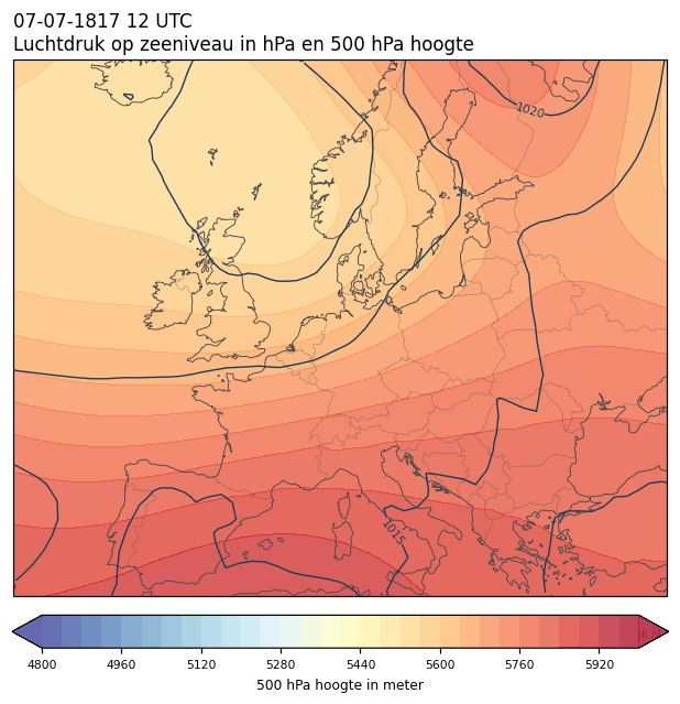 Weerkaart van 7 juli 1817 om 12 UTC
