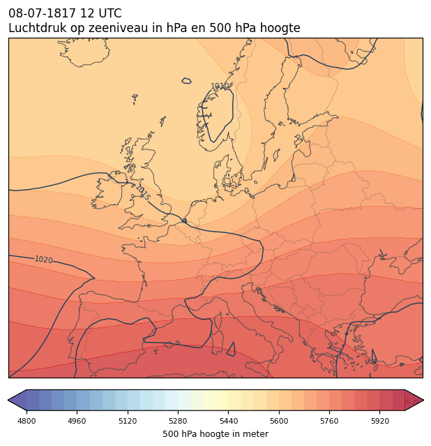 Weerkaart van 8 juli 1817 om 12 UTC