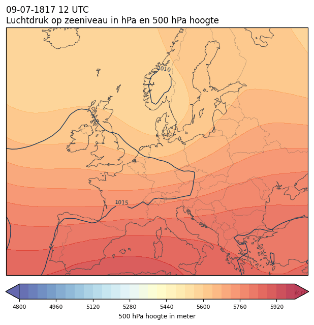 Weerkaart van 9 juli 1817 om 12 UTC