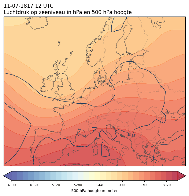 Weerkaart van 11 juli 1817 om 12 UTC