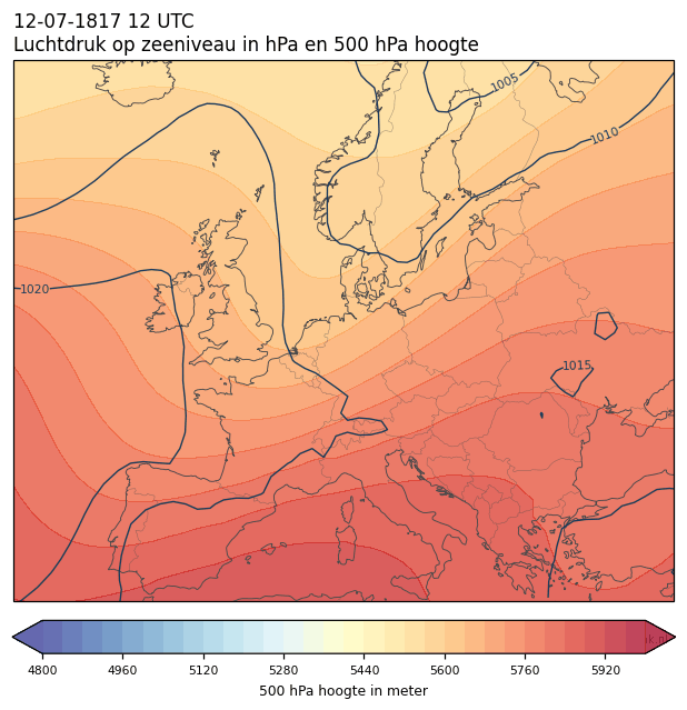 Weerkaart van 12 juli 1817 om 12 UTC