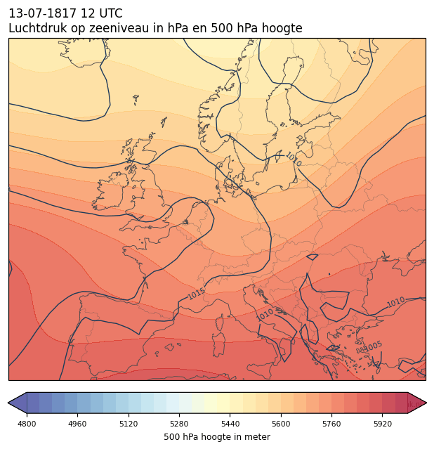 Weerkaart van 13 juli 1817 om 12 UTC