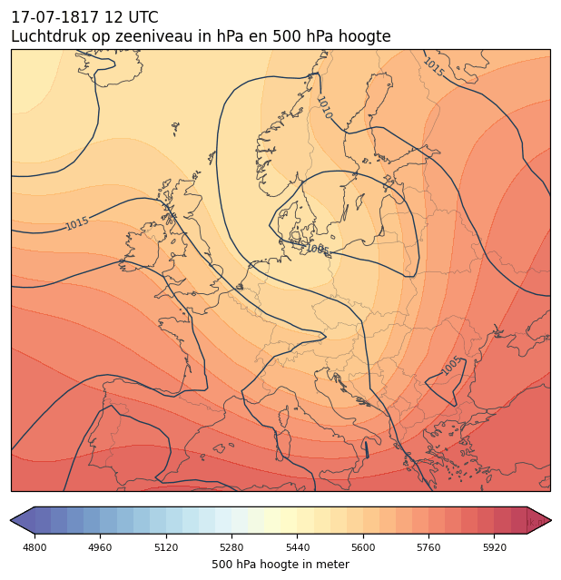 Weerkaart van 17 juli 1817 om 12 UTC