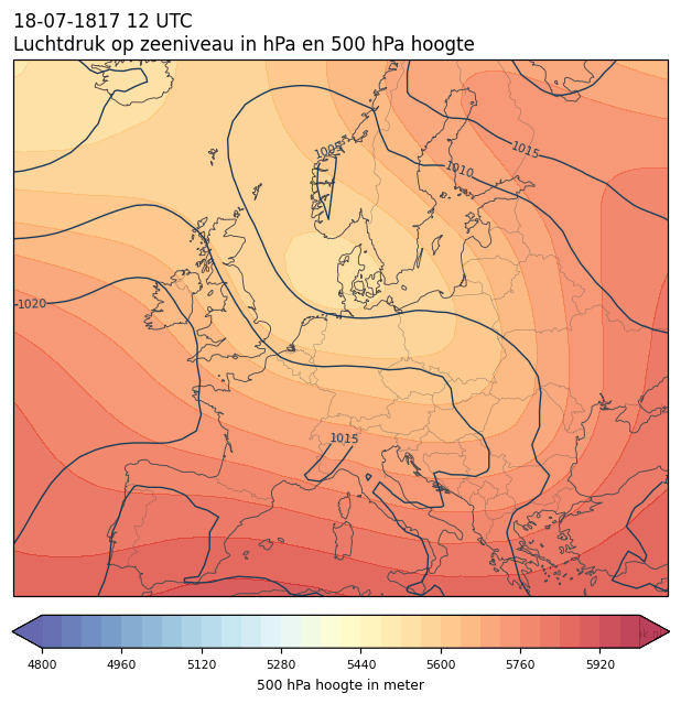 Weerkaart van 18 juli 1817 om 12 UTC