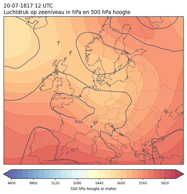 Weerkaart van 20 juli 1817 om 12 UTC