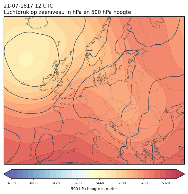 Weerkaart van 21 juli 1817 om 12 UTC