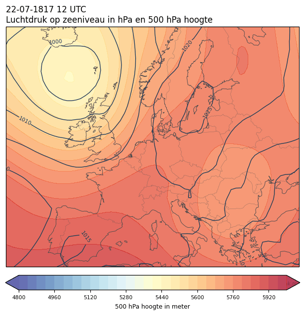 Weerkaart van 22 juli 1817 om 12 UTC