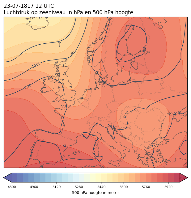Weerkaart van 23 juli 1817 om 12 UTC