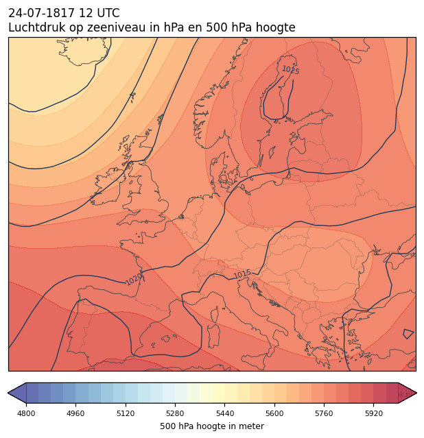 Weerkaart van 24 juli 1817 om 12 UTC