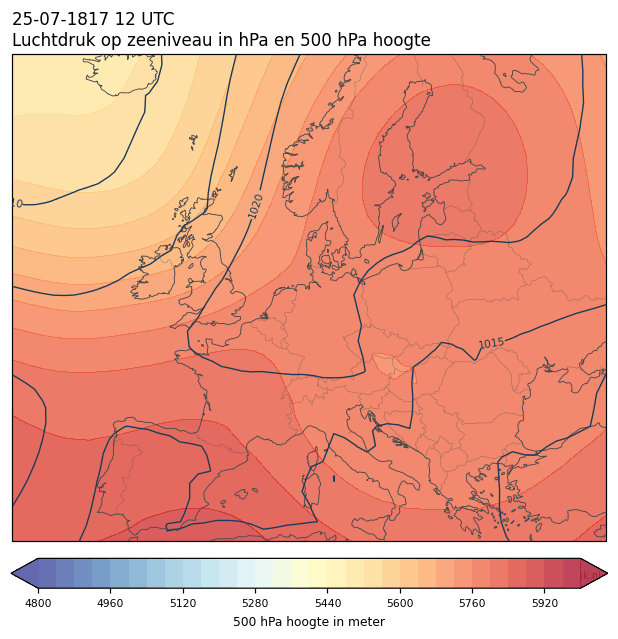 Weerkaart van 25 juli 1817 om 12 UTC