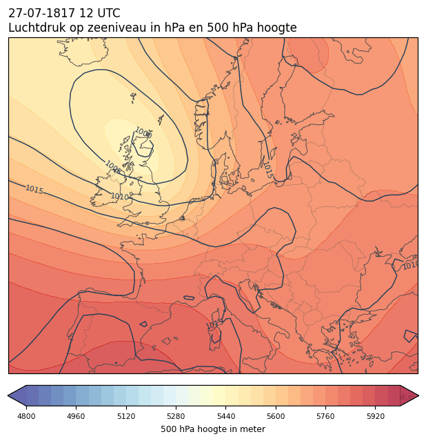 Weerkaart van 27 juli 1817 om 12 UTC