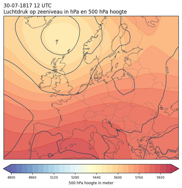 Weerkaart van 30 juli 1817 om 12 UTC