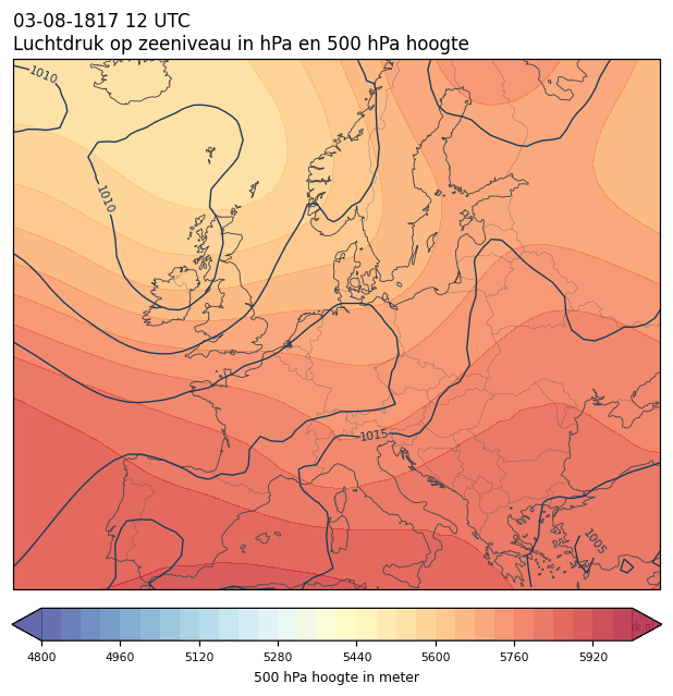 Weerkaart van 3 augustus 1817 om 12 UTC