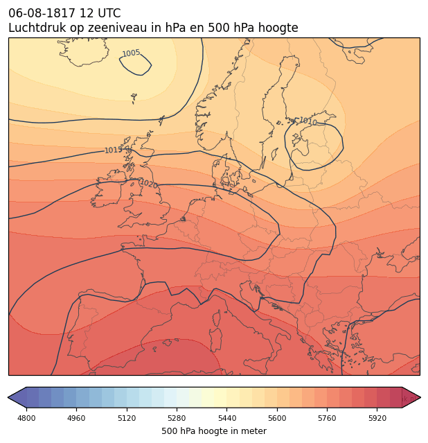 Weerkaart van 6 augustus 1817 om 12 UTC