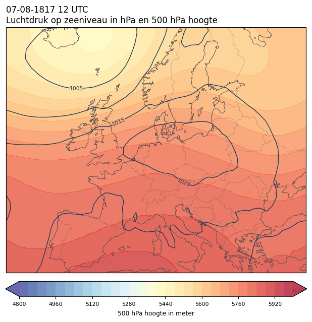 Weerkaart van 7 augustus 1817 om 12 UTC